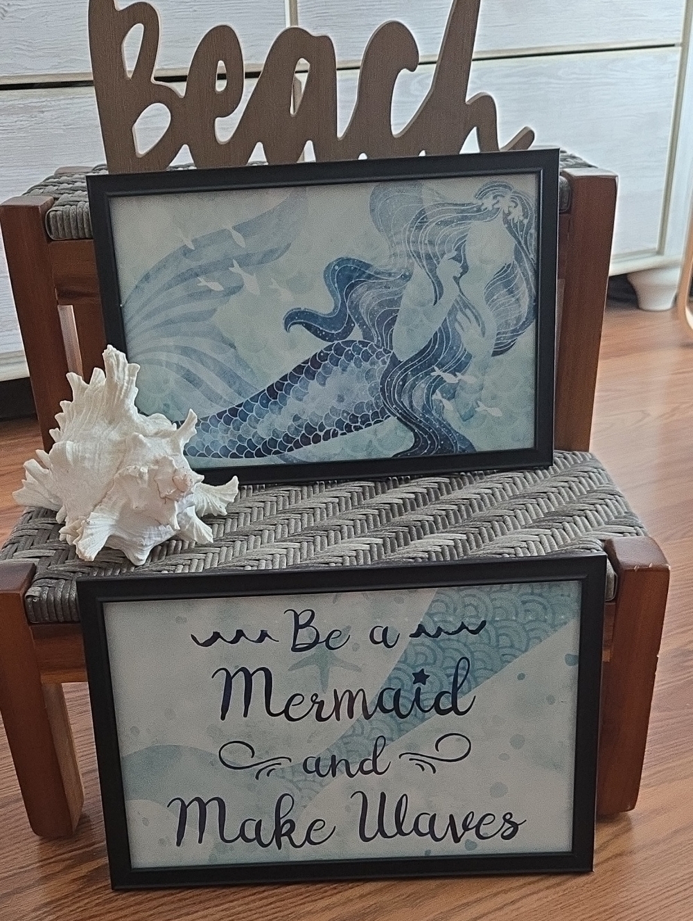 Be a Mermaid and Make Waves Wall Art - Blue Mermaid Print 2 Piece